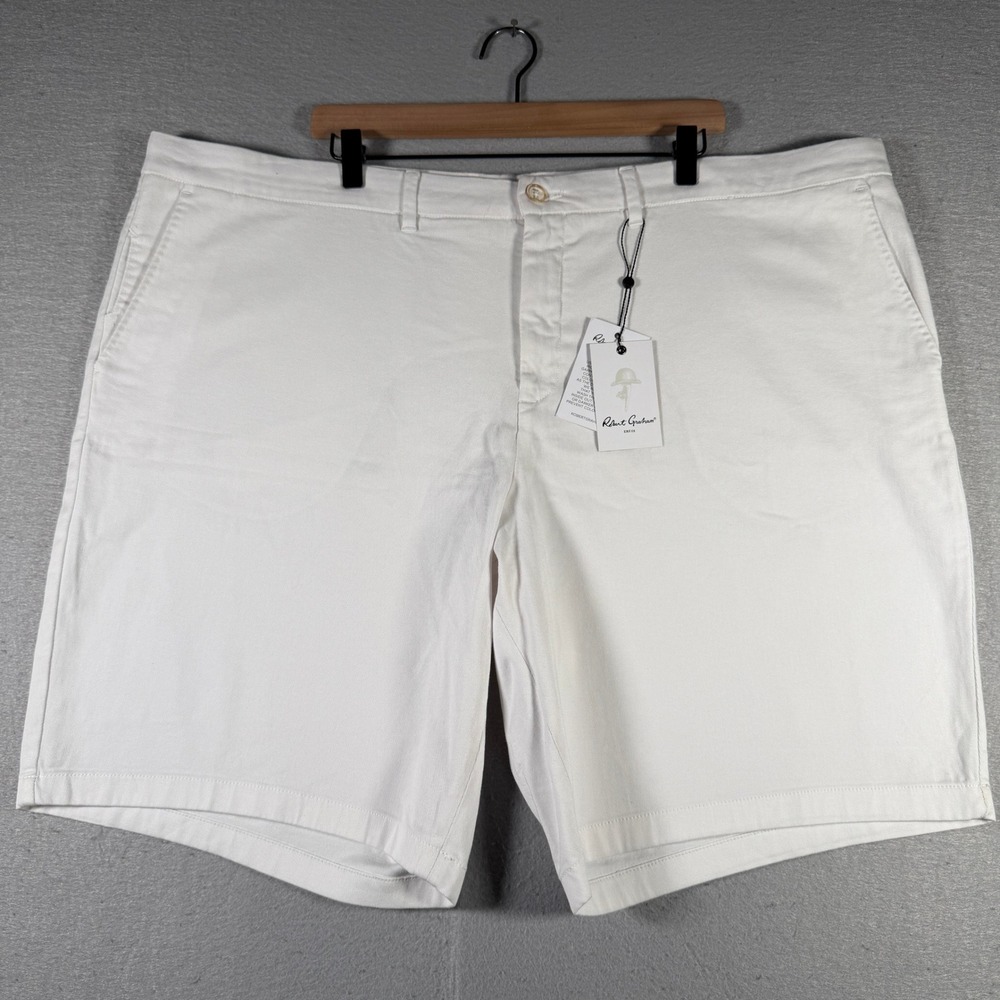 Robert Graham Mens White Classic Fit Cotton Stretch Chino Shorts Size 46 NWT